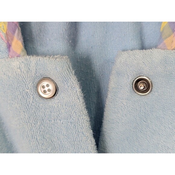 Intimate Appeal Terry Cloth Robe Housecoat XL Petite Blue Snap Front Duster S/S - Picture 6 of 11